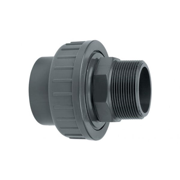 Grey Single Union Thread Male to Plain Female PVC Pressure Pipe Imperial