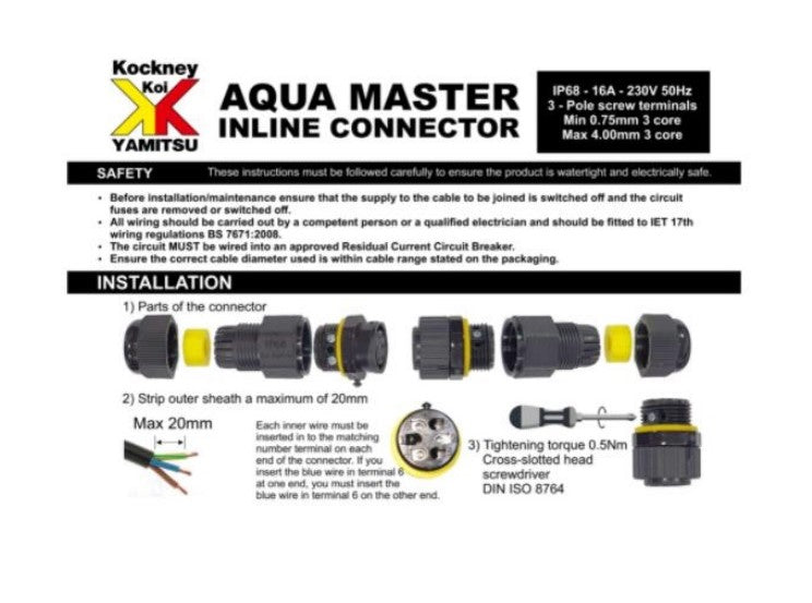 Aqua Master Waterproof Inline Connector