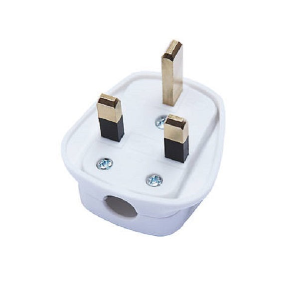 13A White 3-Pin Fused UK Plug Top