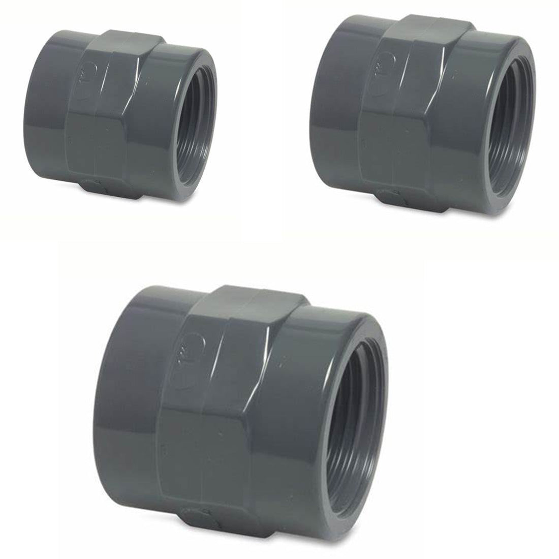 Grey Female Thread to Plain Female Socket PVC Pressure Pipe Imperial