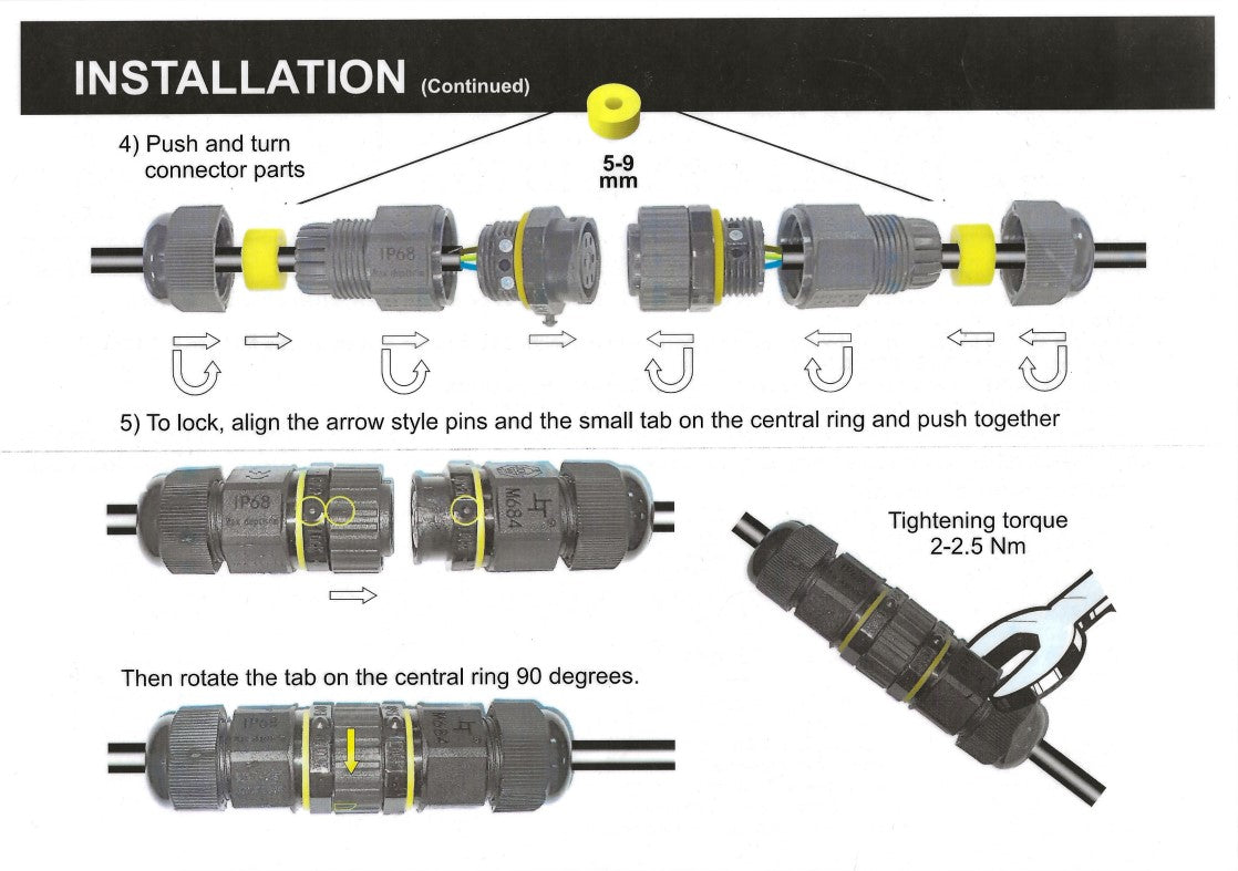 Inline Water Connection Aqua Master Waterproof Inline Connector